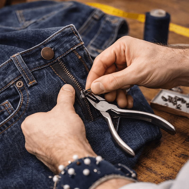 Bozulan fermuarları yeniler veya tamir eder.